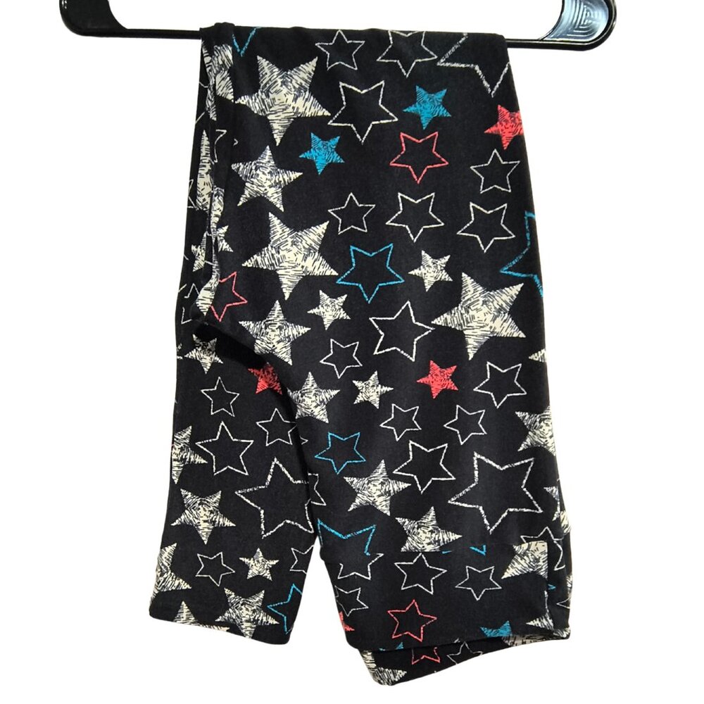 LuLaRoe Tall & Curvy Black Multi-Color Star Print Leggings
